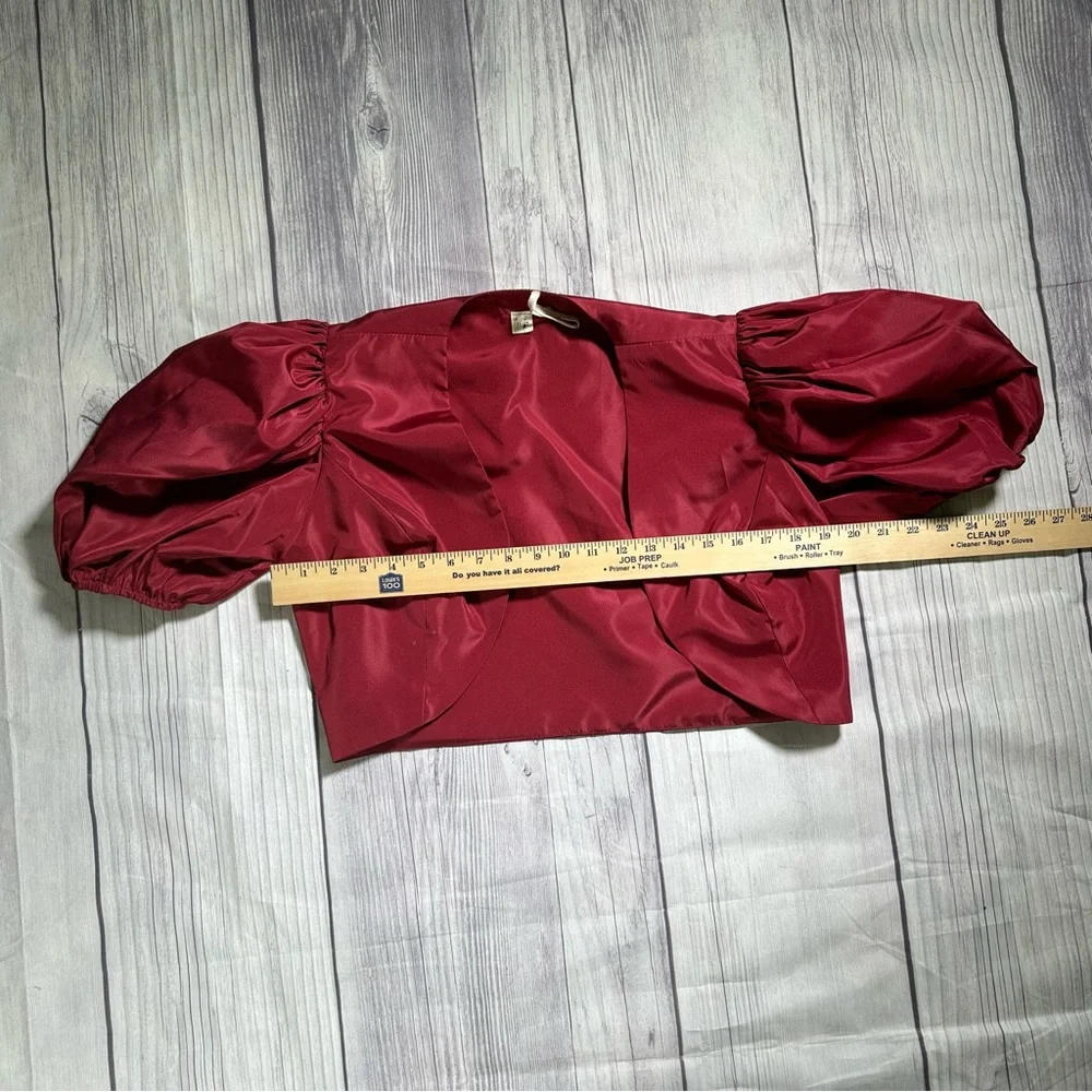 Vintage Burgundy 1980s Nylon and Lace Long Dress with Matching Shrug Jacket - Picture 13 of 15